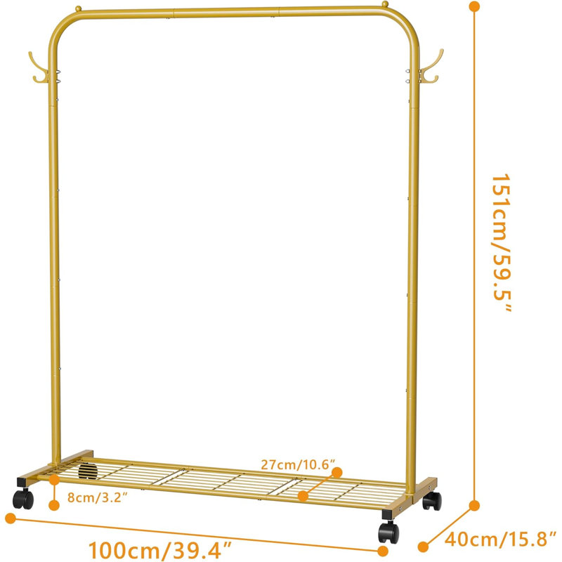 Metal Freestanding 2 - Hook Coat Rack, Gold