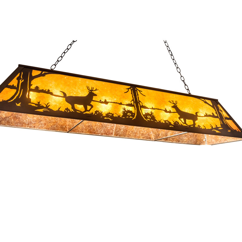 Antique Copper and Amber Glass 22" Island Pendant Light