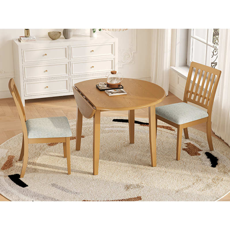 Ensemble de table de salle à manger brun clair en bois et tissu pour petits appartements