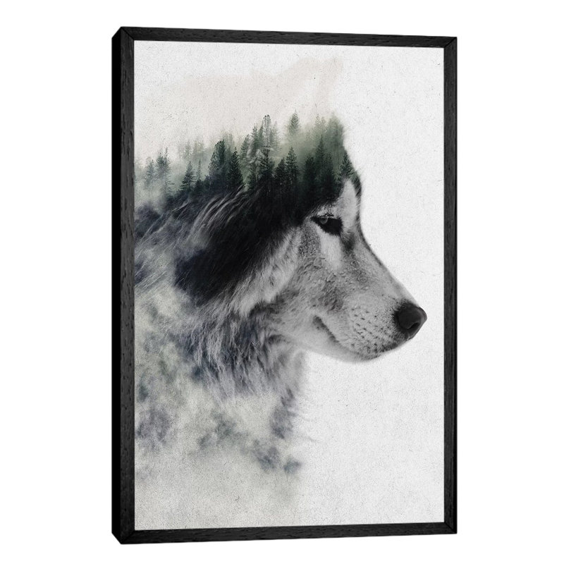 Wolf Stare by Andreas Lie - 1 Piece Wall Art on Canvas, 152.5 cm H x 101.5 cm W, Black Framed