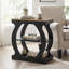 Table d'appoint moderne à 3 niveaux avec structure incurvée, table de bout étroite en bois pour le salon ou les petits espaces, chêne rustique et noir-1559252997