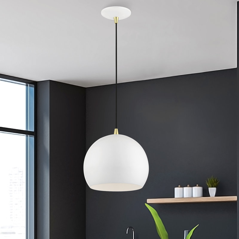 Luminaire suspendu 1 lumière Marmolejo, Blanc brillant