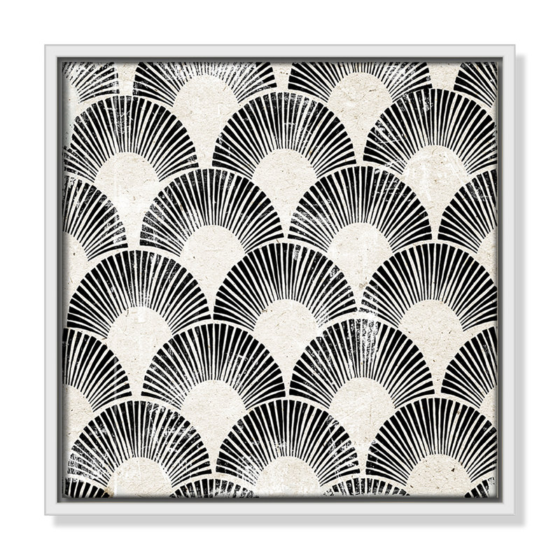 «White Art Deco III» par Aimee Wilson, 13.5'' W x 13.5'' H, Framed Canvas, White Floater