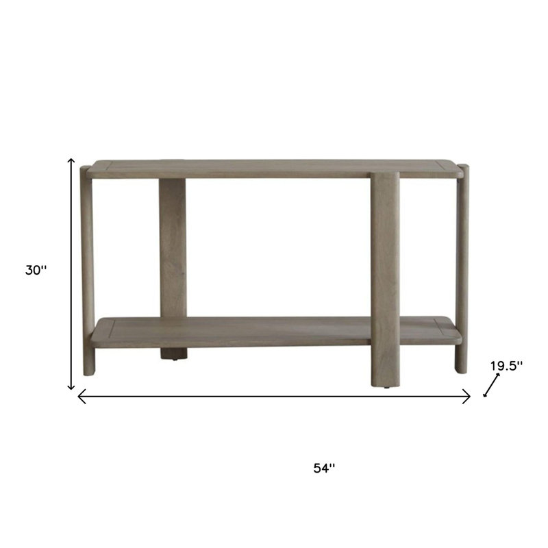 Console 54 po en bois massif naturel vieilli avec tablette