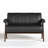 50"w Black Faux Leather Loveseat With Thickened Backrest & Armrests-1260477852
