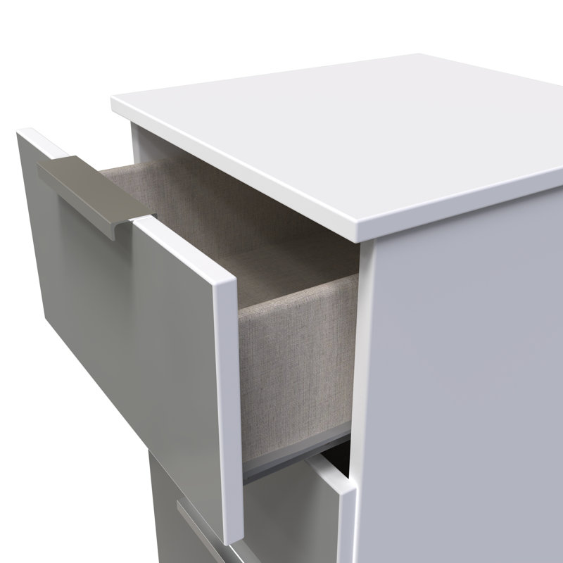 Fully Assembled Alianys 3 Drawer Bedside Table, Grey/White