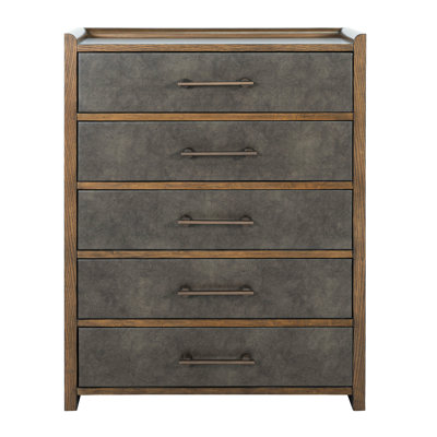 Mid-Century Modern 1-Drawer Chest 38"W x 17"D x 50"H, Acacia+Engineered+Rubber Wood, 1 Piece, Chest, Dark Walnut, with Two-Tone Design