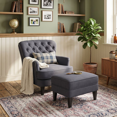Club Chair and Ottoman Set