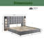 Très grand lit intelligent avec applique murale et USB, tête de lit large en velours