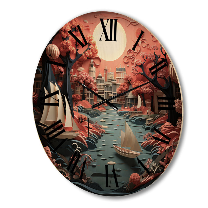 Horloge murale en bois massif Songer, Moyenne