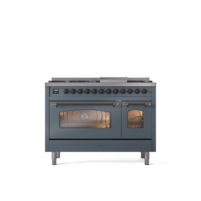 ILVE Nostalgie II 48 Dual Fuel Range , Burgundy/Copper, Natural Gas