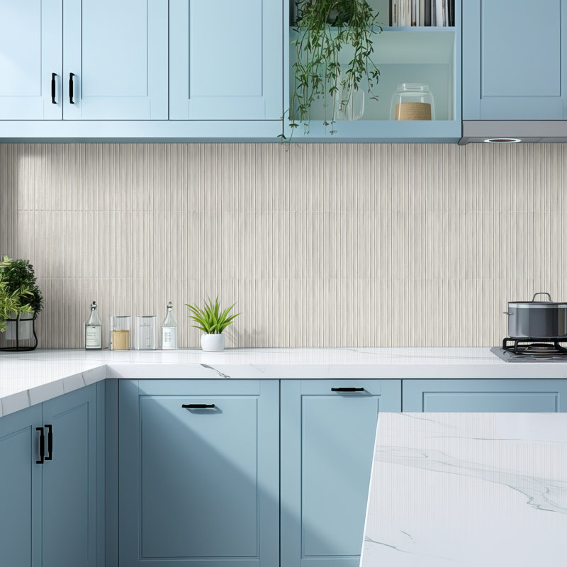 Carrelage mural à lattes en porcelaine brillante 5 po x 10 po Marino, Perle de l'Arctique