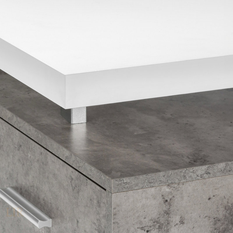Jazarian Computer Desk, Home Office, Laptop, Left, Right Set-up, Storage Drawers, Work, 30" H x 60" W x 24" D, White/Grey