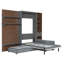 Lit escamotable une place avec canapé, armoire de rangement, étagères ouvertes, port de chargement USB et panneau paysage de montagne, lit mural gain de place-639334214
