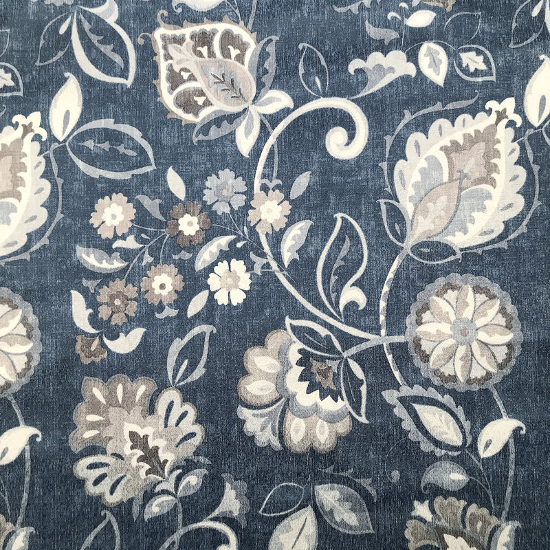 Curson Botanical Print Thermal Insulated Room Darkening Grommet Curtain Panel, 40"W x 95"L, Blue