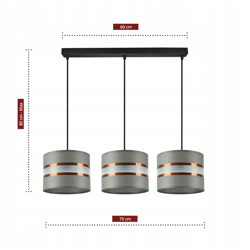 Gallego 3 - Light Kitchen Island Pendant, Grey