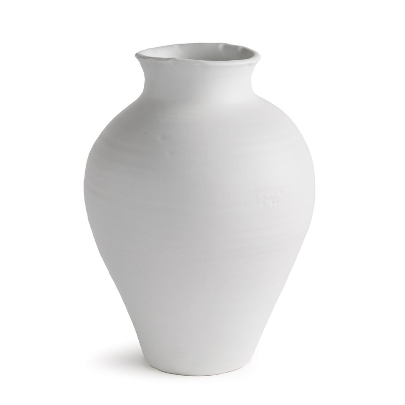 Ambretta Handmade Terracotta Table Vase, 16.75" H x 12" W x 12" D, White