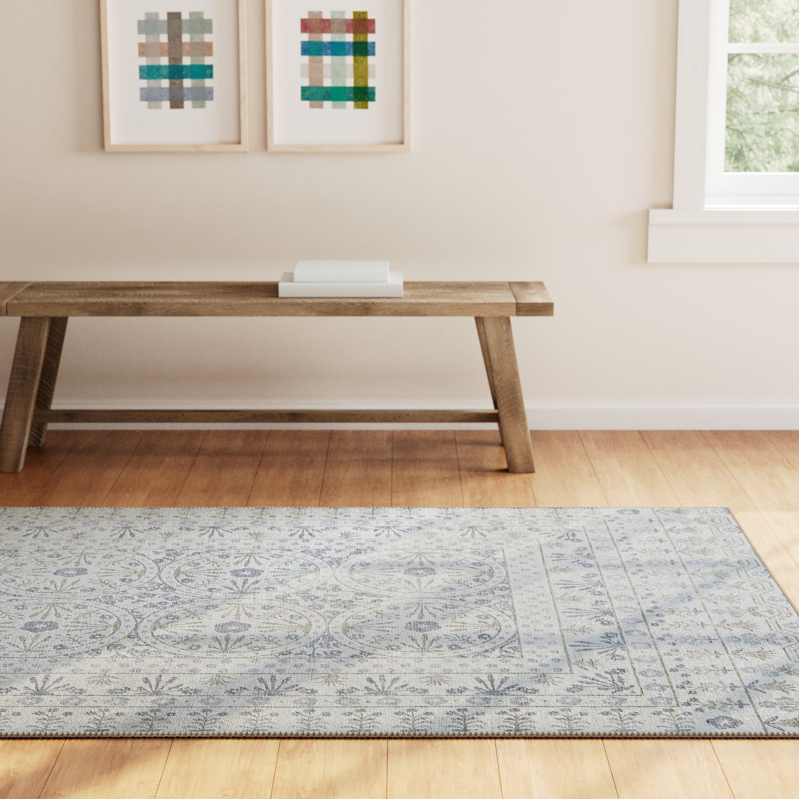 Rifle Paper Co. x Loloi Maison MAO-03 Rosette Ivory Rug, Rectangle 3'9" x 5'6"