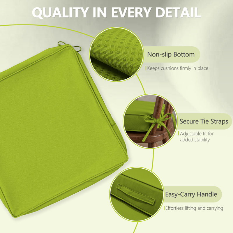 Outdoor Cushion Covers 19X19x3 Outdoor Seat Cushion Covers, Covers Only, Grass Green, 19" W x 19" D