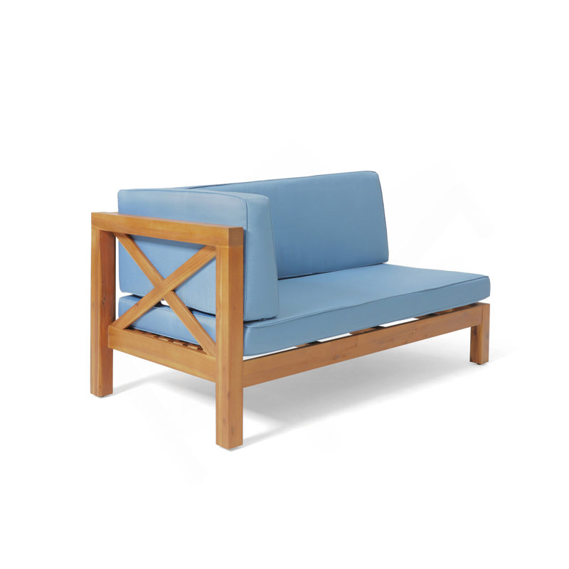 Banc BRAVA à dossier en X à gauche, bleu, Bleu, Brun