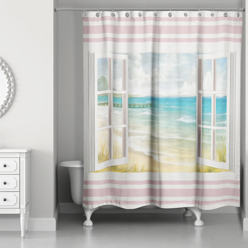 Marquez Striped Shower Curtain, Pink