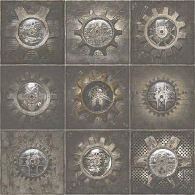 Nostalgie Mechanical Gears 32.8' L x 21" W Smooth Wallpaper Roll