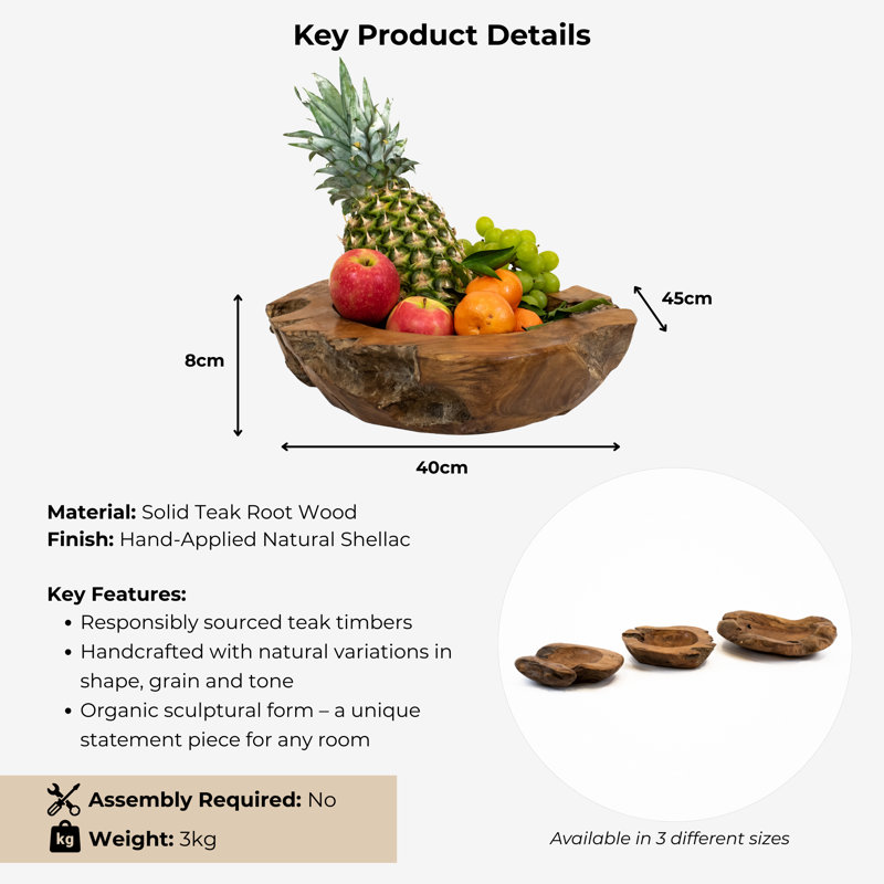 Alpen Home Burruss Teak Fruit Bowl