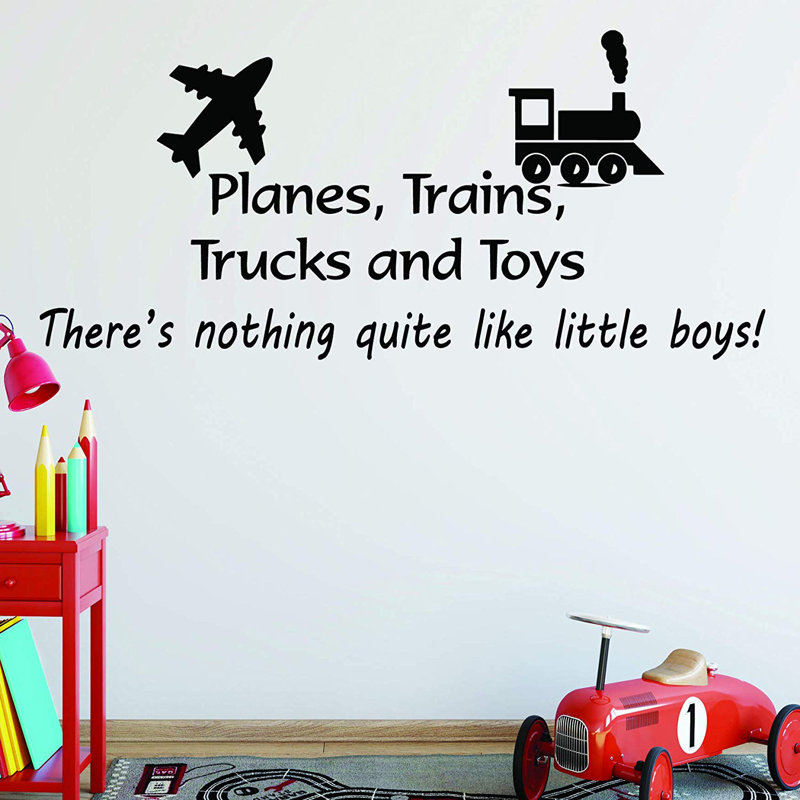 Adhésif décoratif « avions, trains, camions et jouets » Bixby, H 14 po x l 30 po x P 0,01 po