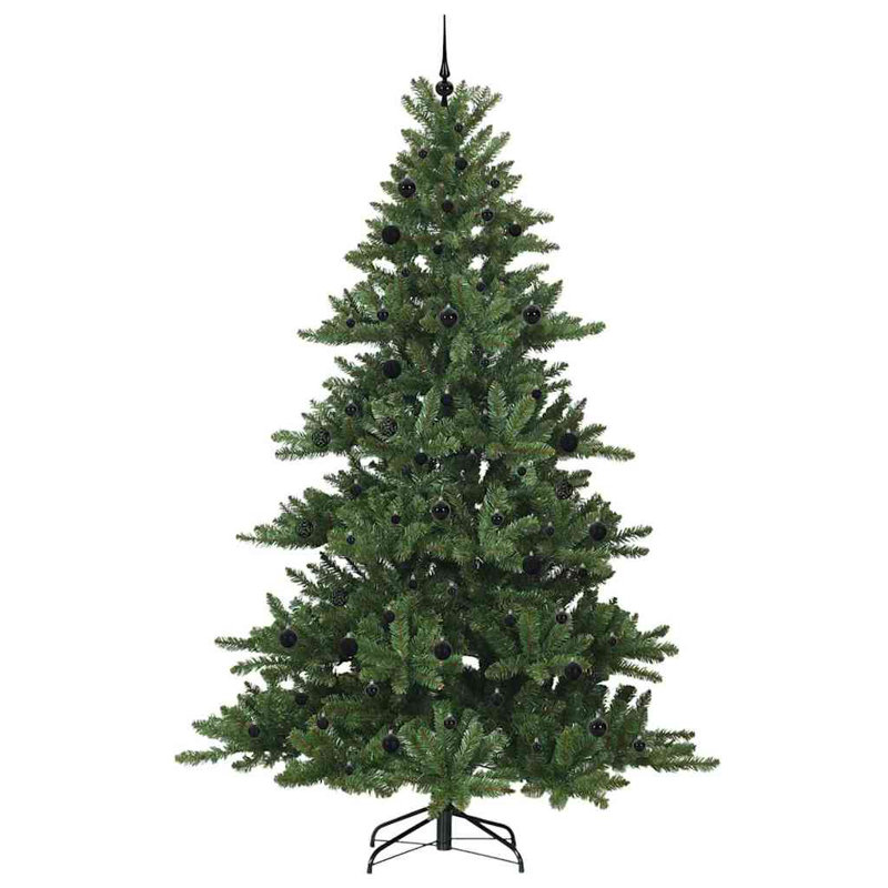 Artificial Hinged Christmas Tree with 300 LEDs, 7.87' H, Green/Black