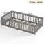 Lit simple avec garde-corps et porte pour enfants, gris grain de bois.-131097271