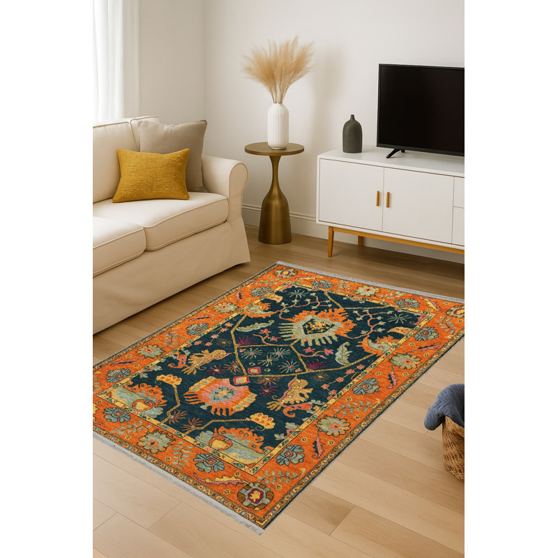 Tapis beige tissé traditionnel Mosso, 4 pi 11 po x 9 pi 10 po
