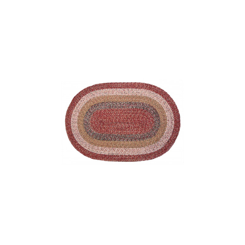 Tapis rouge en coton tressé abstrait Ilisa, Ovale 1 pi 8 po x 2 pi 6 po