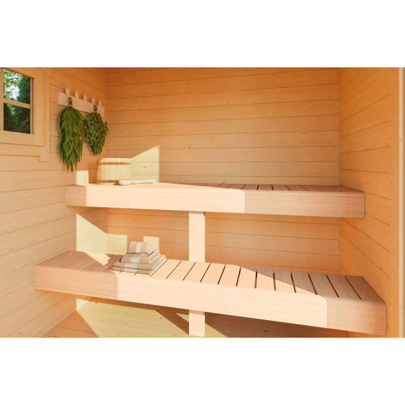 Lasita 7 x 7 Ft. Pent Roof Sauna Cabin With Tempered Double Glazed Windows (44mm)