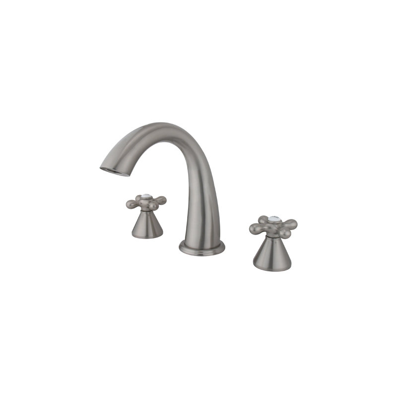 Double Handle Deck Mounted Roman Tub Faucet, Satin Nickel