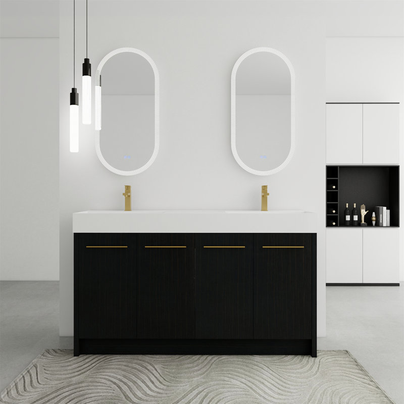 Meuble-lavabo double 59 po avec comptoir