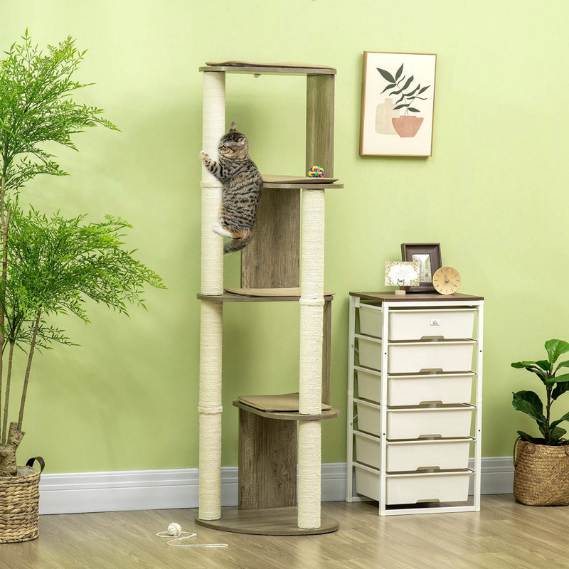 Arbre à chat d'angle moderne de 65 po de hauteur pour grimper Pawhut