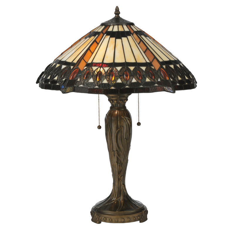 Cleopatra Bronze Stained Glass 2-Light Table Lamp