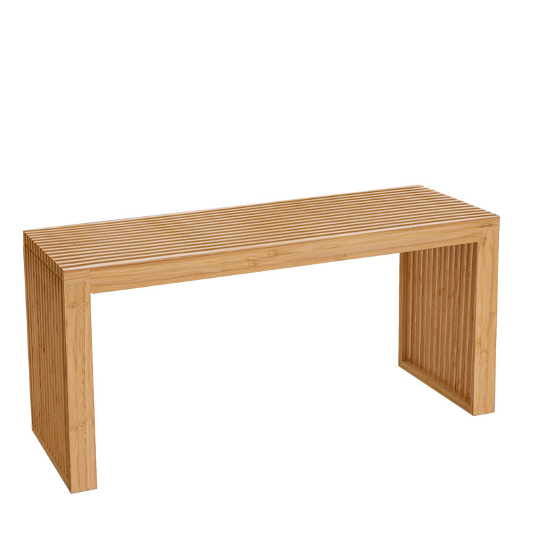 Seamas Bamboo Bench, Farmhouse Dining Bench Entryway Bench for Living Room, Hallway, Bedroom, Bathroom, Natural Wood