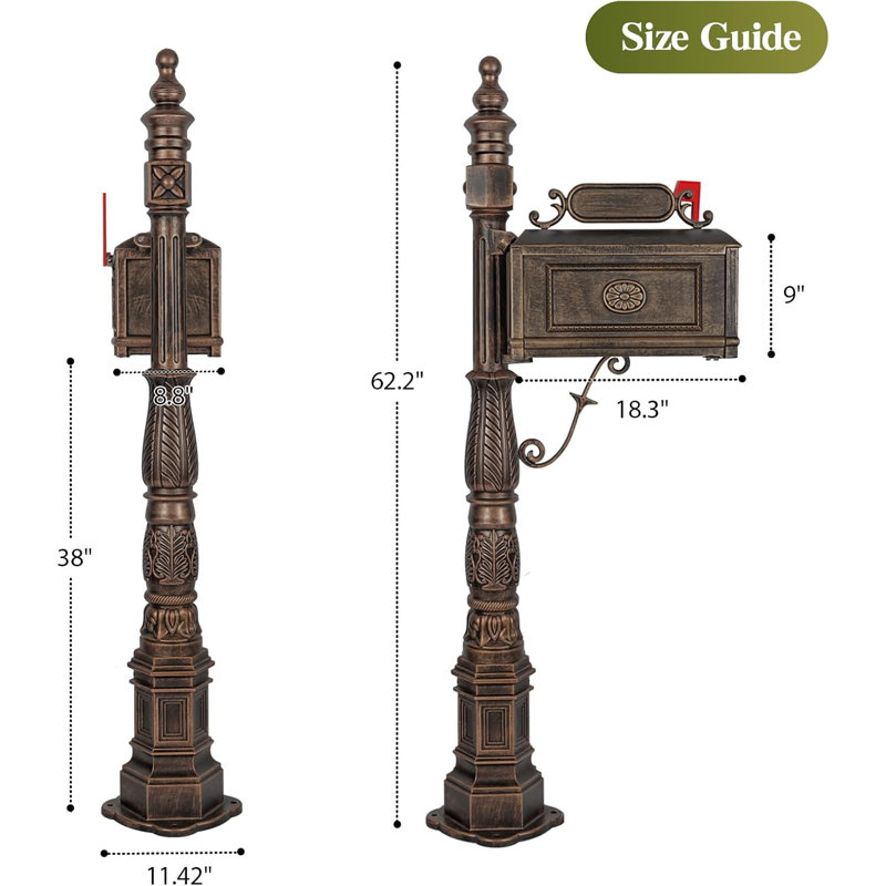 Bronze Cast Aluminum Decorative Pedestal Mailbox