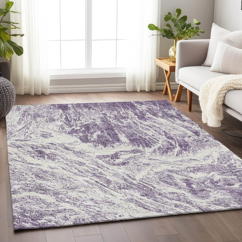 Premium Machine Washable Prisco Purple Rug, Rectangle 9' x 12'