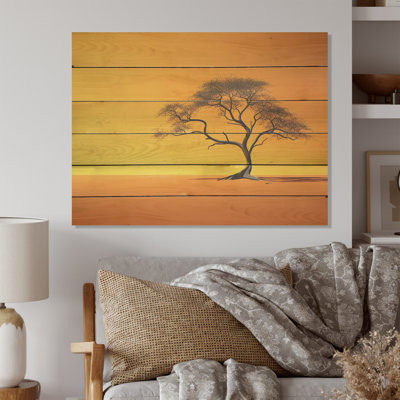 African Tree Aura I - Tree African Wood Art On Natural Pine Wood