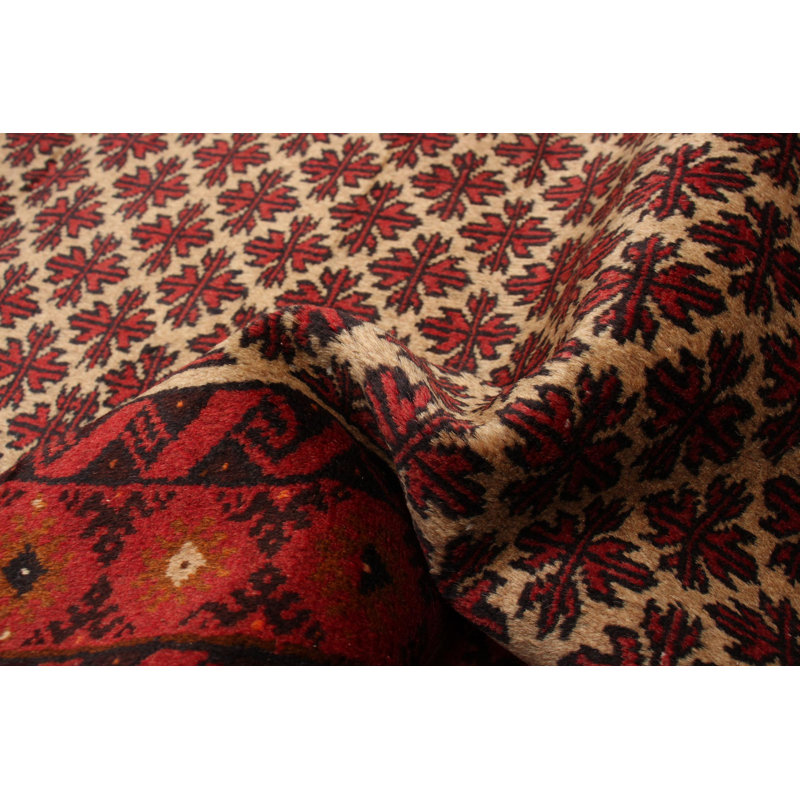 Tapis brun clair en laine noué à la main de conception unique 3 pi 4 po x 6 pi 7 po New Age Chrizeda