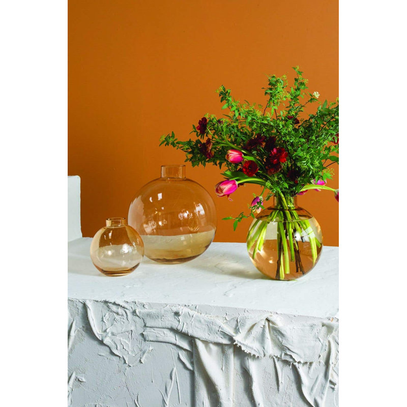 Marajo Handmade Glass Table Vase, 6.75" H x 6.5" W x 6.5" D
