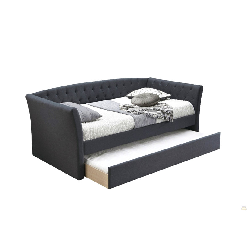 1Pc Day Bed W/ Trundle Button Tufted