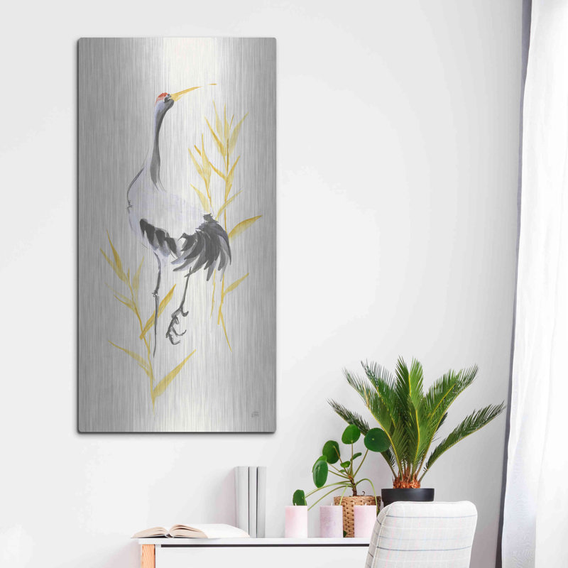 «Crane Reeds I On Metal» par Chris Paschke, H 48 po x l 24 po