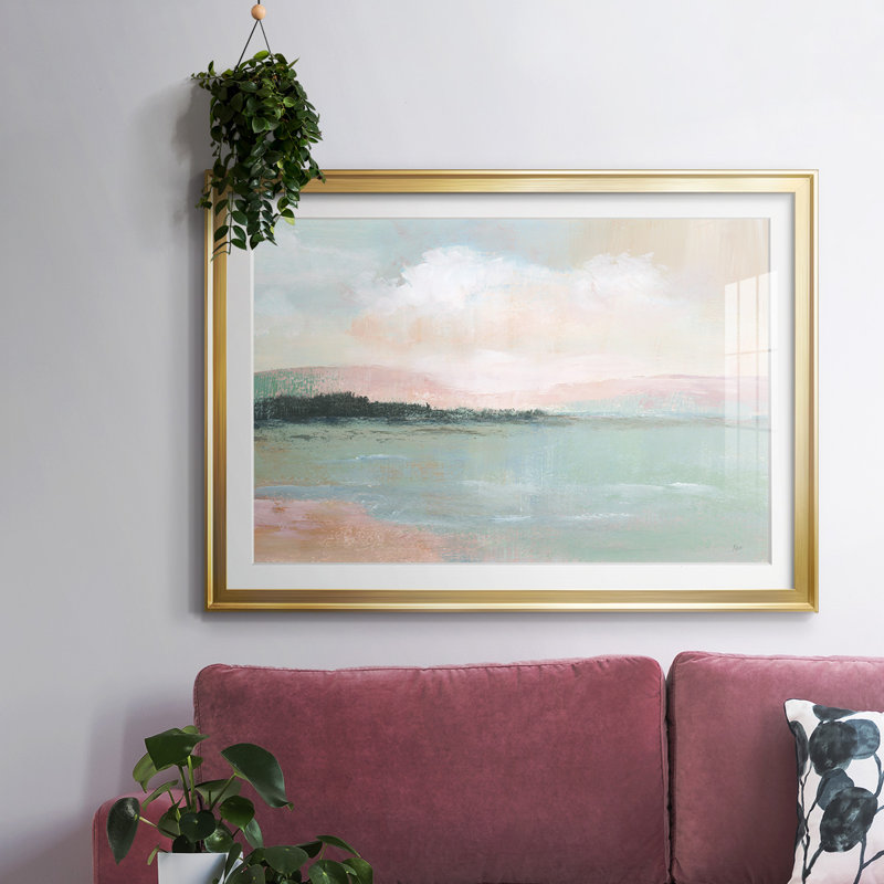 «Distant Shore», impression sur papier encadrée, H 19 po x l 27 po x P 1,5 po, Or