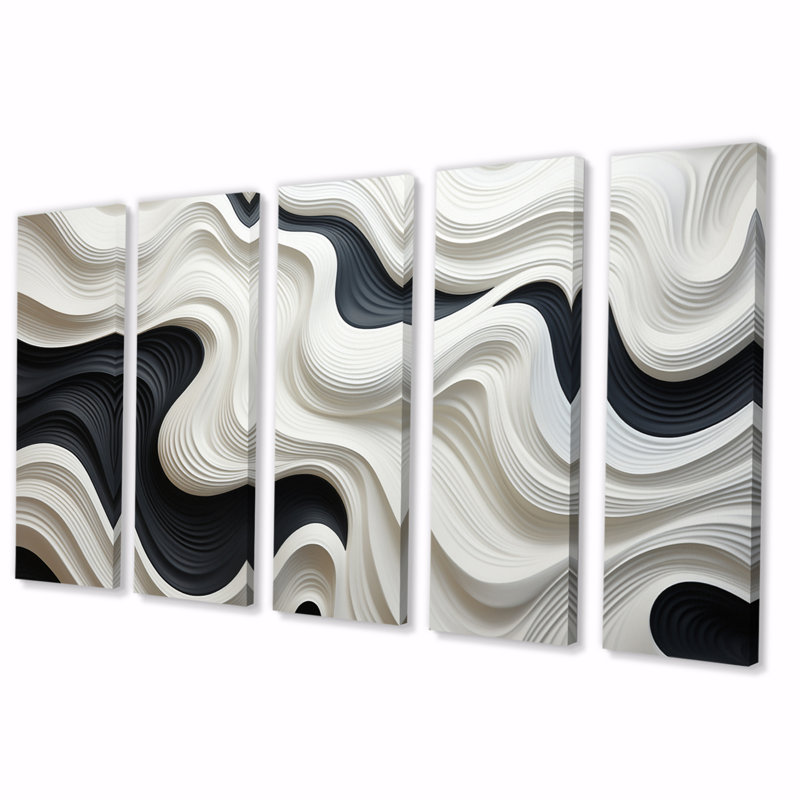 Noir et blanc Opt Art Symphonie optique II 5 pièces