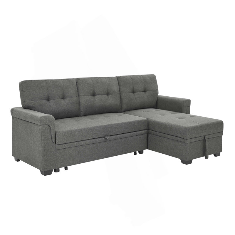 86'' Upholstered Pull-Out Sofa Bed, Gray