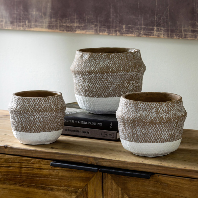 Rustic Modern Planter, 6.75" H x 8.50" W x 8.5" D