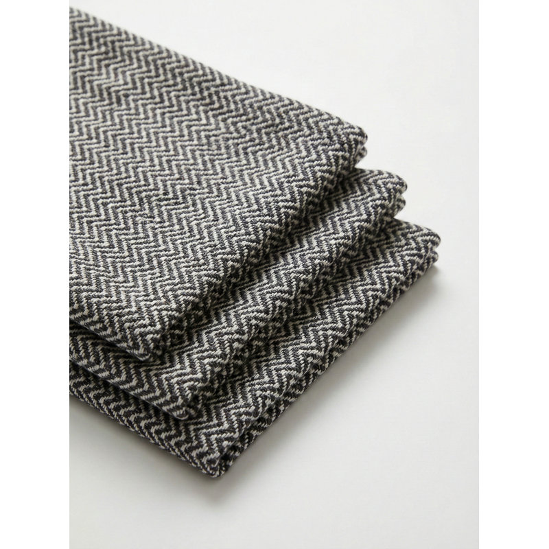Napperon intérieur noir et blanc Herringbone Bay, Black
